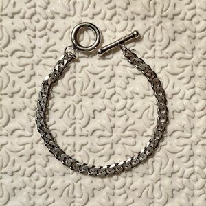 925 Silver Women Toggle Clasp Chain Bracelet, Size 7.5 Inches